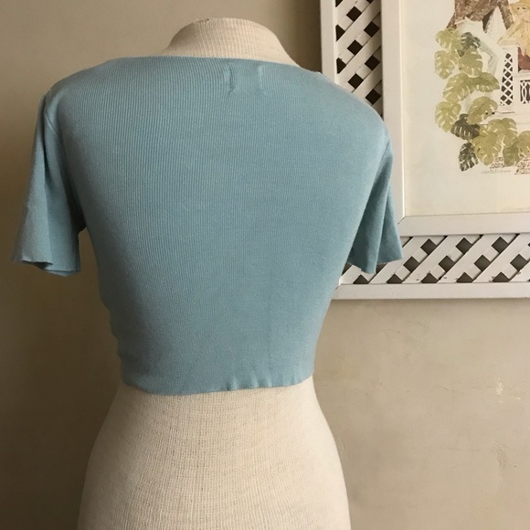 Sea Foam Ribbed Knit Cropped Top - Picture 6 of 7